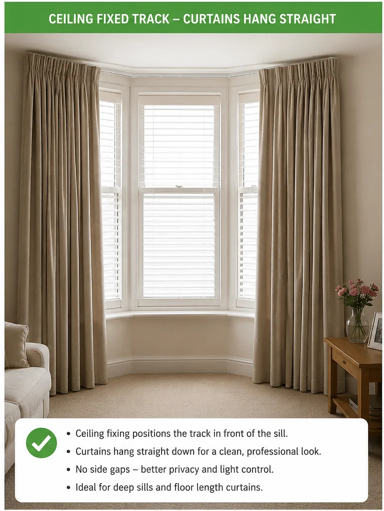 Ceiling fixed bay curtain track